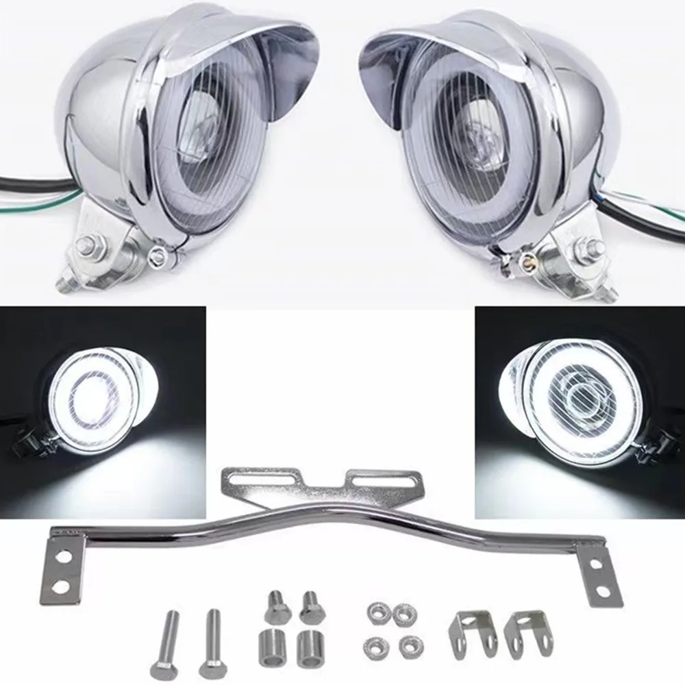 

Chrome Motorcycle LED Angel eye Driving Passing Spot Fog Light Bar Spot Light For Honda Harley Yamaha Suzuki Scooter Offroad