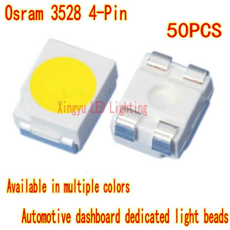 

50 шт. светодиодная лампа Osram, 3528, патч, 4 контакта, белая, красная, жёлтая, зелёная, синяя