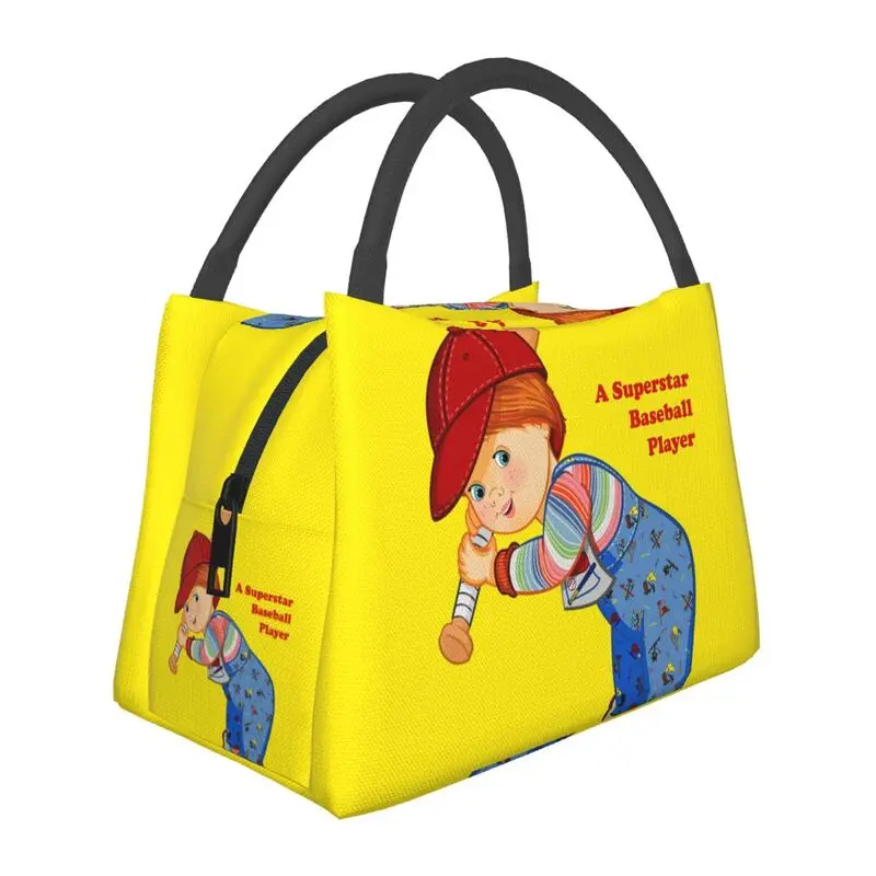 

Good Guys Child's Play Chucky Thermal Insulated Lunch Bag Women Baseball Player Portable Lunch Tote Storage Meal Food Box