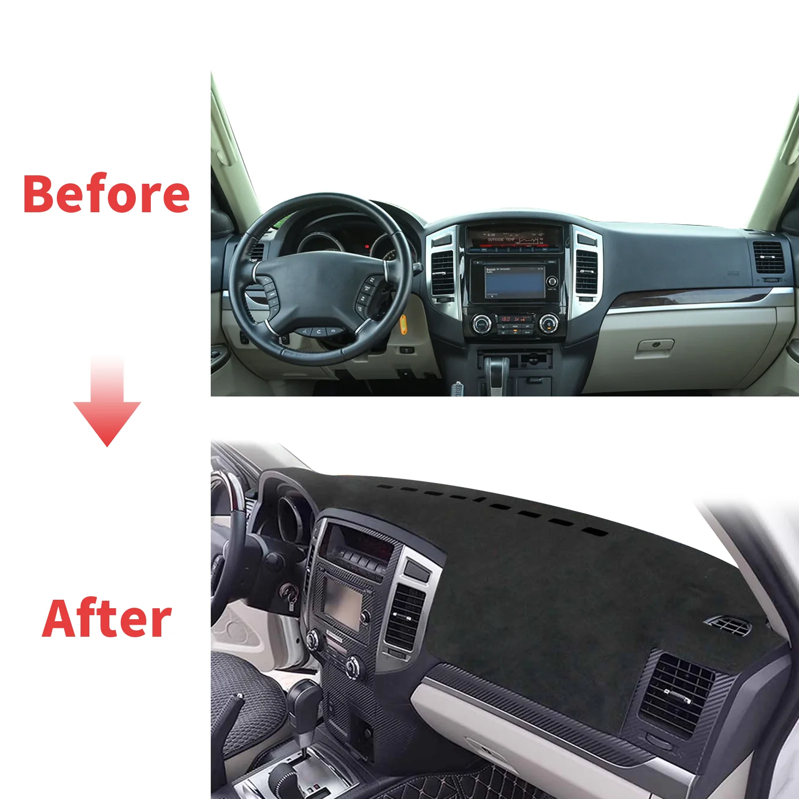 Фото Для Mitsubishi Pajero Shogun Montero 2006-2020 V80 V87 V93 V97 Dashmat Dashboard Cover Pad Защитный ковер DashMat Солнцезащитный козырек №2