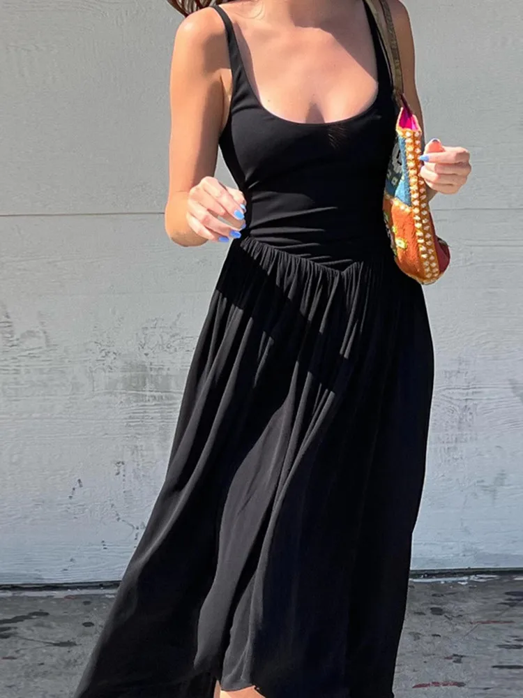 

Fashion Scoop Neck Sundress Dress For Women Sleeveless Backless Casual Holiday Midi Dresses Beachwear Summer