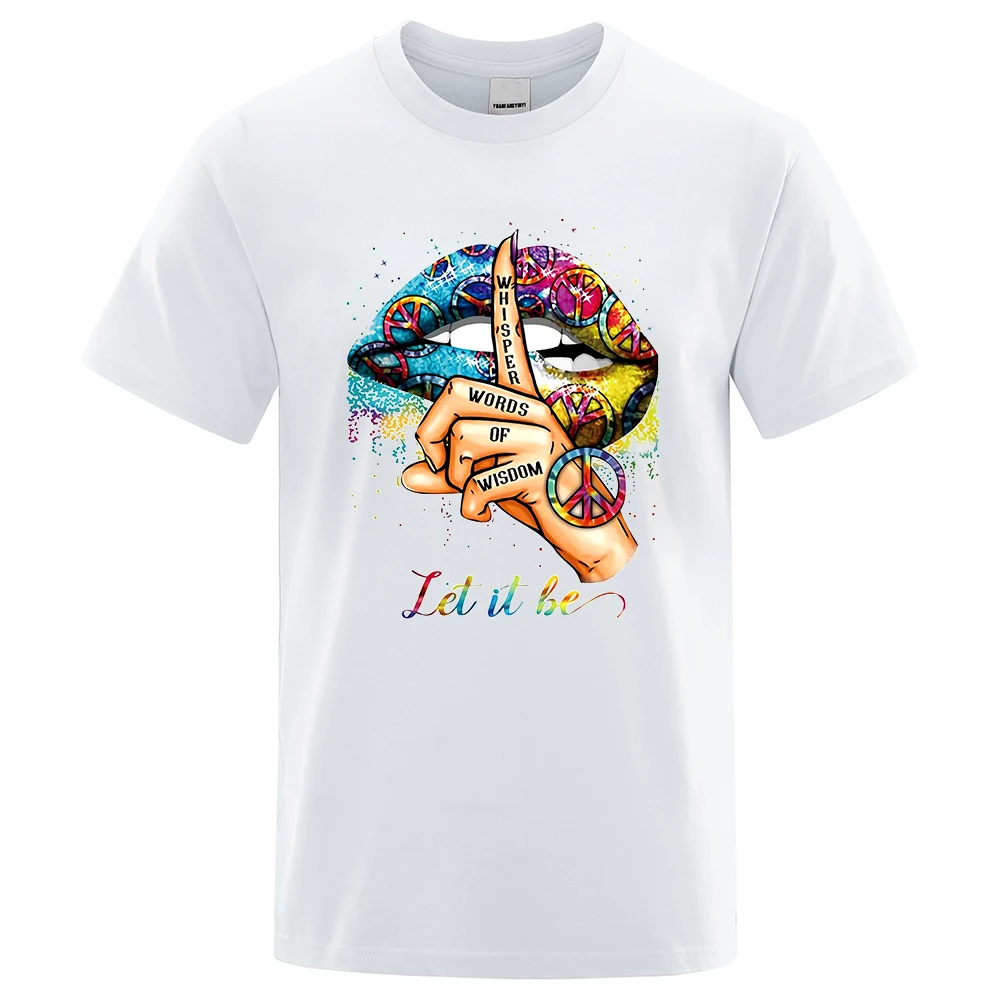 

Whisper Words Of Wisdom Print Tops Men Cotton Loose T Shirt Oversize Summer Casual Breathable Tees Fashion O-Neck Short Sleeve