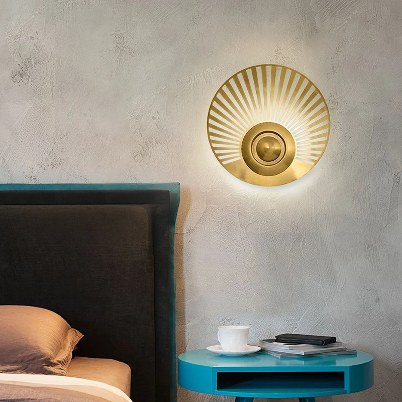 

Biewalk Modern copper wall lamp living room creative aisle stairs dining room lamp bedroom bedside round wall lamp