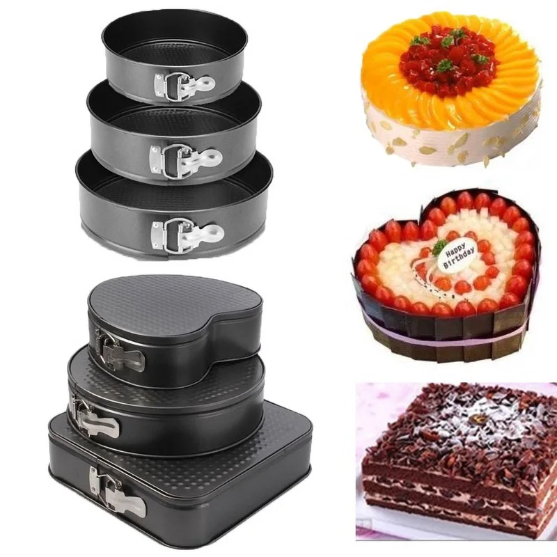 

Carbon Steel Baking Pan Removable Bottom Non-Stick Metal Bake Mould Set Round Bakeware Cheesecake Pan Baking Tray Baking Pans