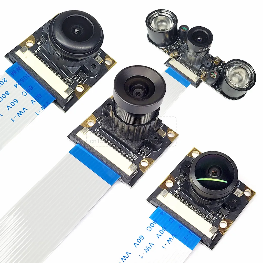 

Модуль камеры OV5647 для Raspberry Pi 3B 4B 3B + с регулируемым фокусом 120 130 200 160 градусов 3,6 мм HD 5 миллионов пикселей ночного видения