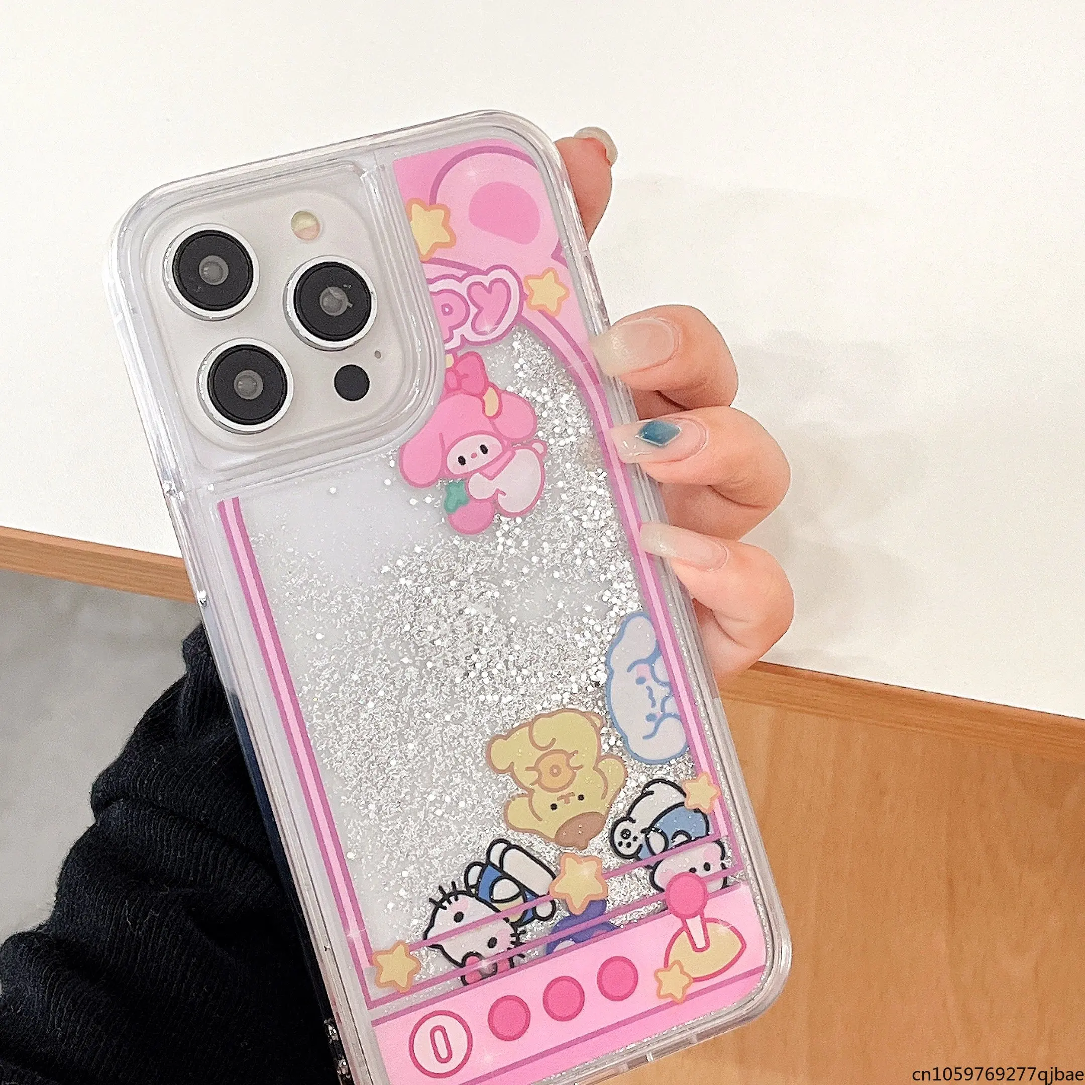 

Kawaii Sanrio Hello Kitty Cinnamoroll My Melody Quicksand Phone Case for IPhone 14 13 12 11 Pro Max 14 Pro Back Cover Girl Gift