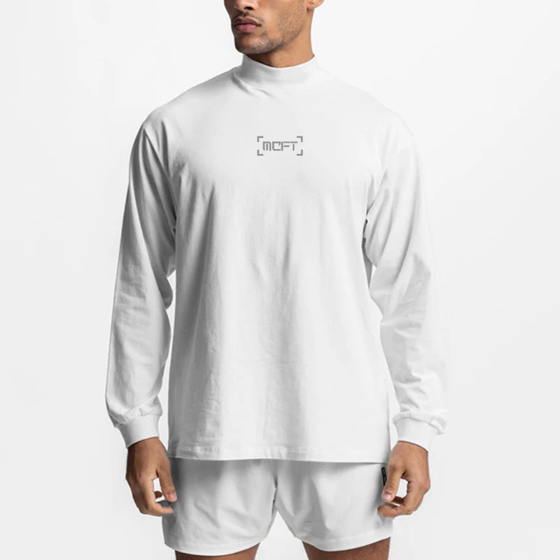 

Футболка мужская хлопковая оверсайз с длинным рукавом и спущенными плечами