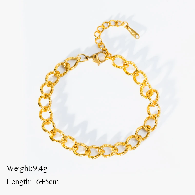 Браслет-цепочка EILIECK из нержавеющей стали 316L с позолоченными звеньями браслет