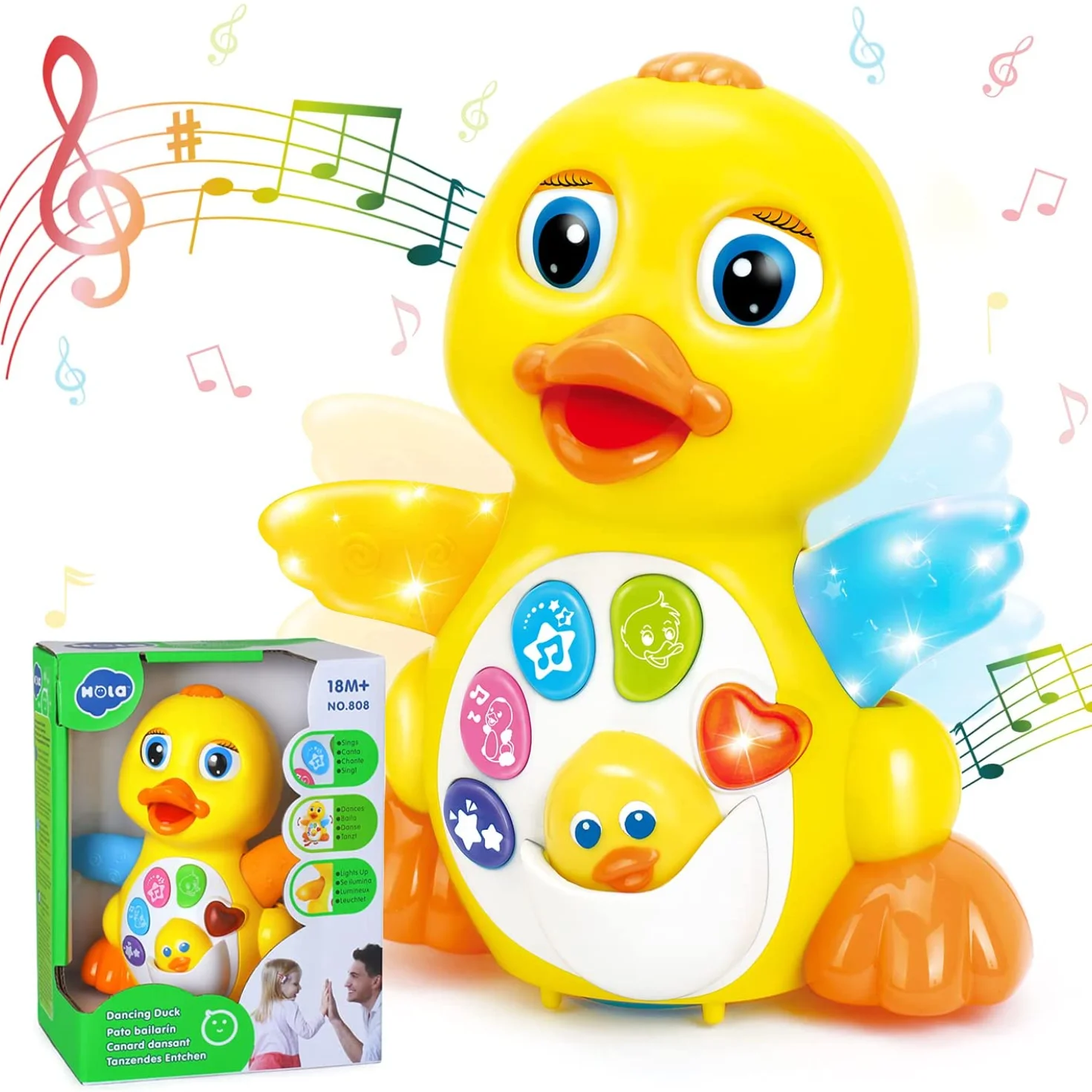 

Dancing Walking Yellow Duck Action Learning Educational Light Up Musical Toy for 1 Year Old Baby Kids Boy Girl Todder Infant