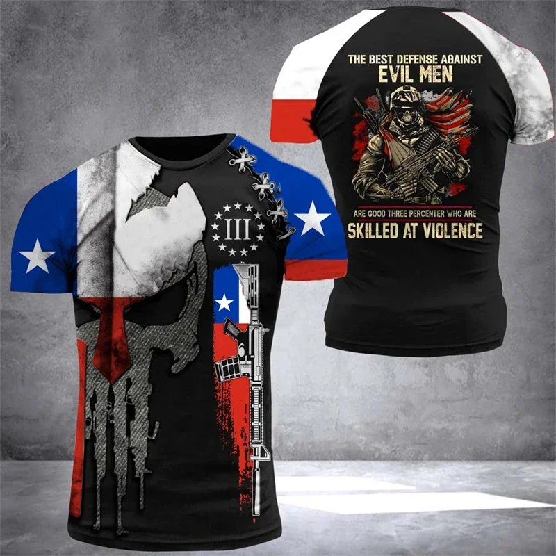 Футболка мужская камуфляжная с 3D-принтом и флагом Чили