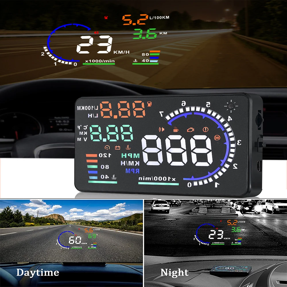 

Head-up Display A8 OBD2/GPS Windshield Projector HUD M1 M3 G1 Display Head up Display for Car to Display a Huge Range of Car