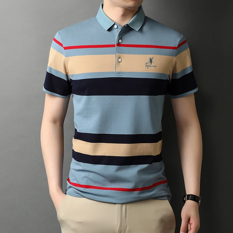 

Top Grade New Summer Brand Embroidery Striped Mens Designer Polo Shirts With Short Sleeve Casual Tops Fashions Men Clothing 2023