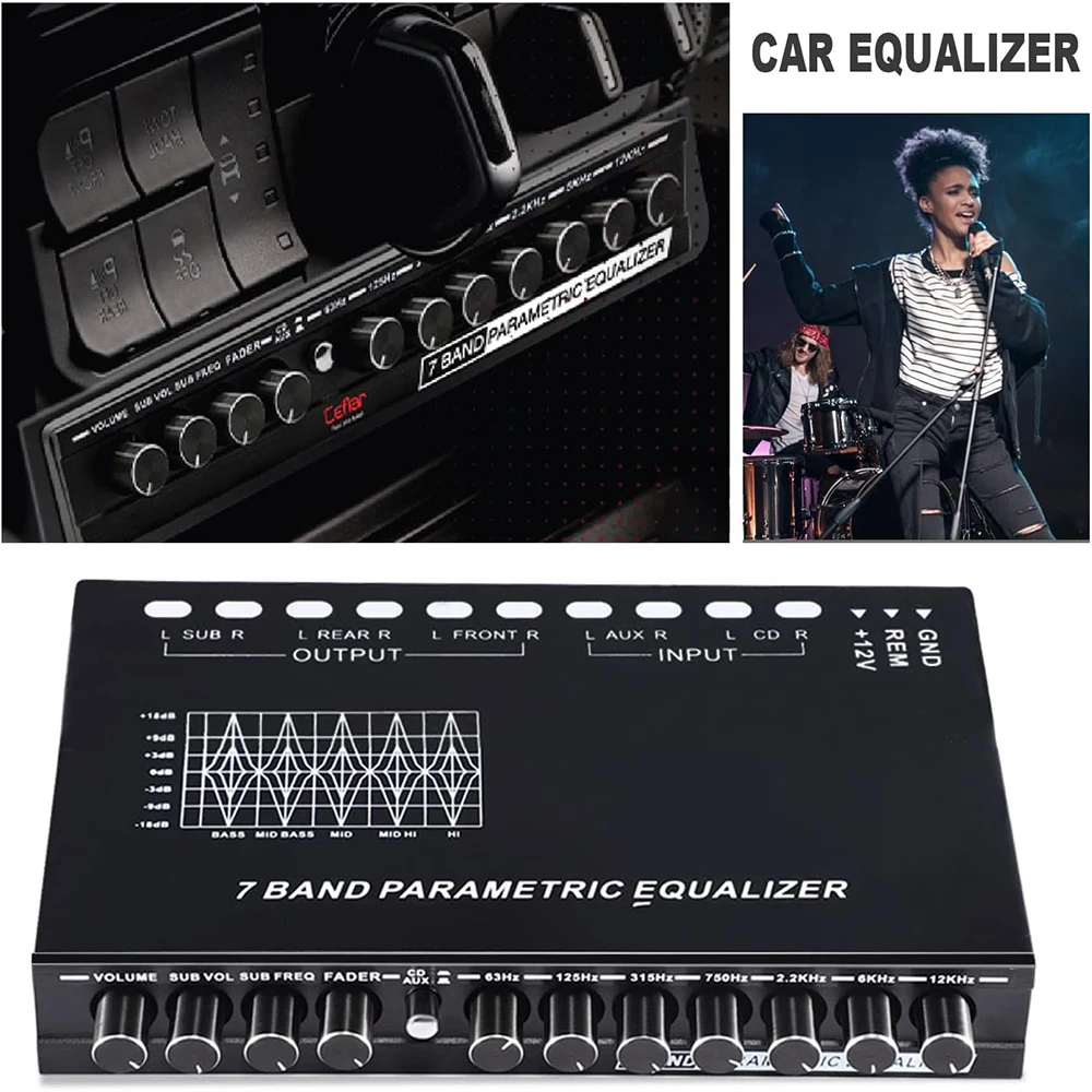 

7 Band Car Equalizer Multifunctional Car Audio EQ Tuning Crossover Amplifier Parametric Equalizer Car Audio Equalizer