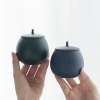 european style portable ceramic tea tank mini round sealed jar tea set storage tank kitchen seasoning grain jar desktop ornament