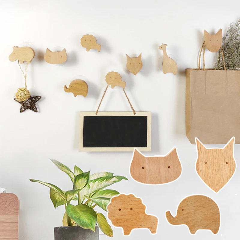 

Забавный крючок в виде животного из массива дерева, креативный бесшовный липкий крючок для пальто в гостиную, вешалка для пальто из бука на ...