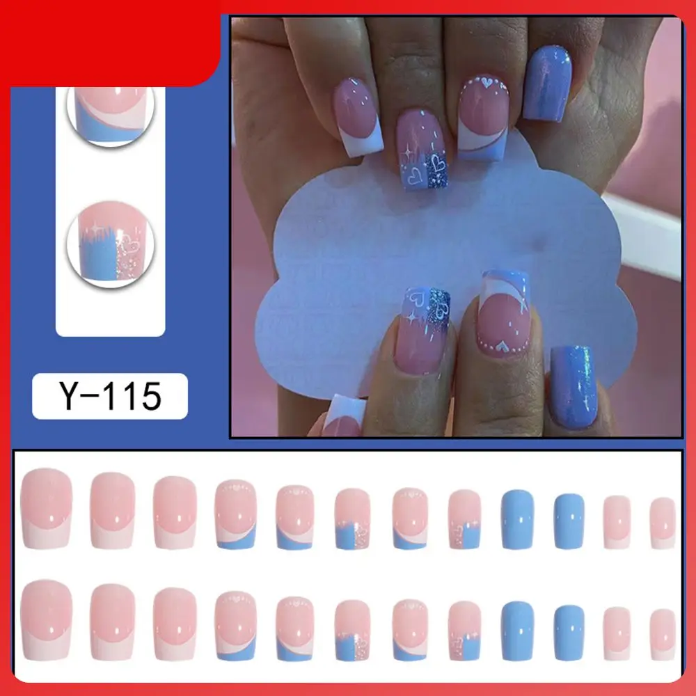 

Волнистый вкладыш, накладные ногти/коробка, носимые миндальные короткие накладные ногти, аксессуары для ногтей, искусственные патчи, съемные французские ногти