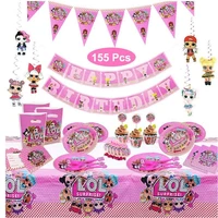 surprise doll birthday party supplies disposable tableware childrens party decoration baby shower paper cup plate tablecloth