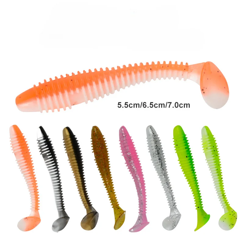 

Fishing Worm Soft Lures Jig Wobblers 5cm 7cm 9cm Easy Shiner For Carp Bass Artificial Double Colors Silicone Swimbait