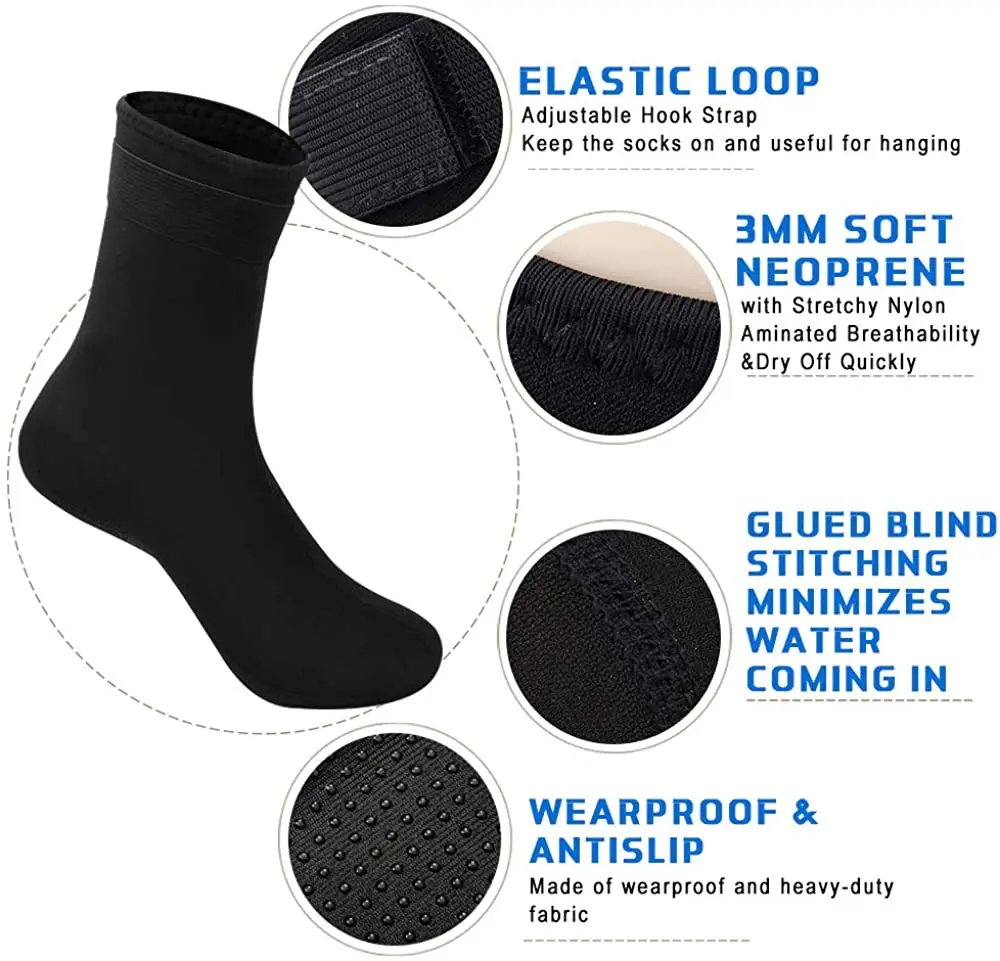 GAIVOTA 3MM Neoprene Socks Diving Socks Water Resistant Scuba Snorkeling Water Socks for Beach Swim Boardingkdvanced