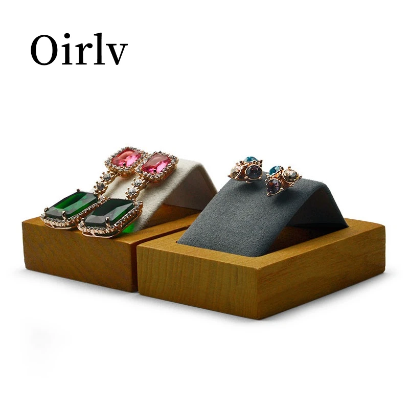 Oirlv Solid Wood Jewelry Display Stand Wooden Jewelry Rack For Earrings Stud Earring Holder Jewelry Display Rack Earring Stand
