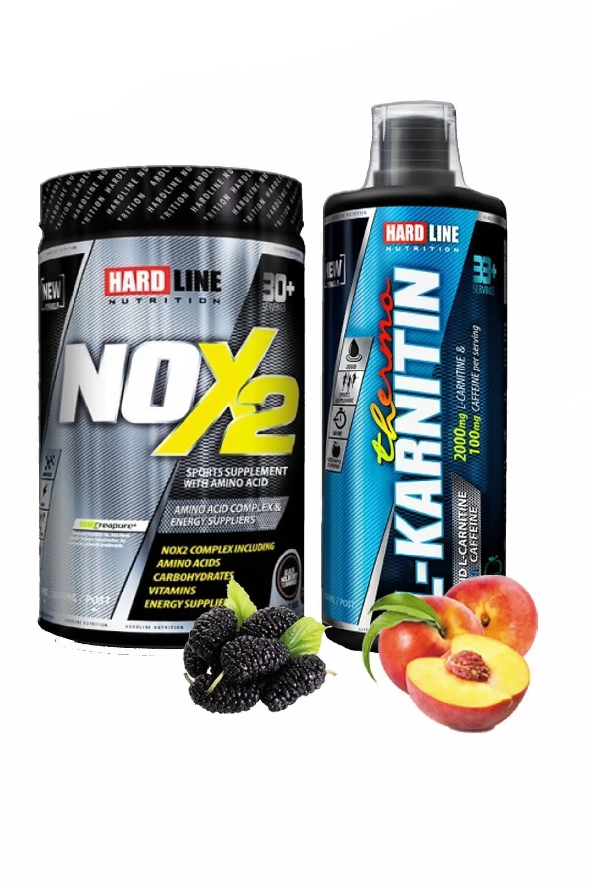 

Extra Performance Thermo L-carnitine 1000 mg Peach Flavored + Nox2 Black Mulberry Flavored