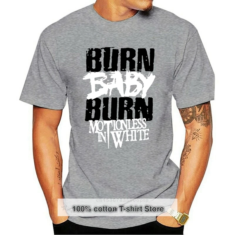 

Printed Round Men Tshirt Cheap Price Motionless In White Men Burn Baby Burn T-shirt Red