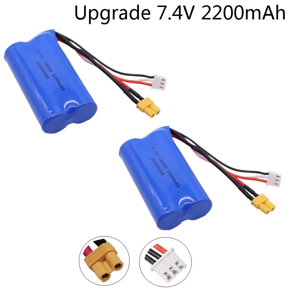 

NEW2023 2PCS/lot 18650 Li-ion Battery for Huina 580550 583 582 RC Car Drone Spare Parts upgrade 7.4V 2200mAh with XT30 Plug lipo