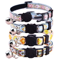 ethnic jacquard cat collar with bell adjustable kitten neck strap safety buckle anti suffocation puppy necklace pets supplies