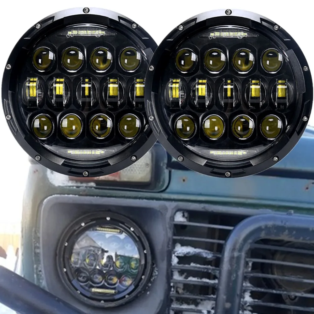 

Car Accessories 7" Led Headlights For Lada Niva 4X4 Uaz Led 12V H4 DRL 7Inch Lights For Jeep Wrangler Land Rover Defender 90/110