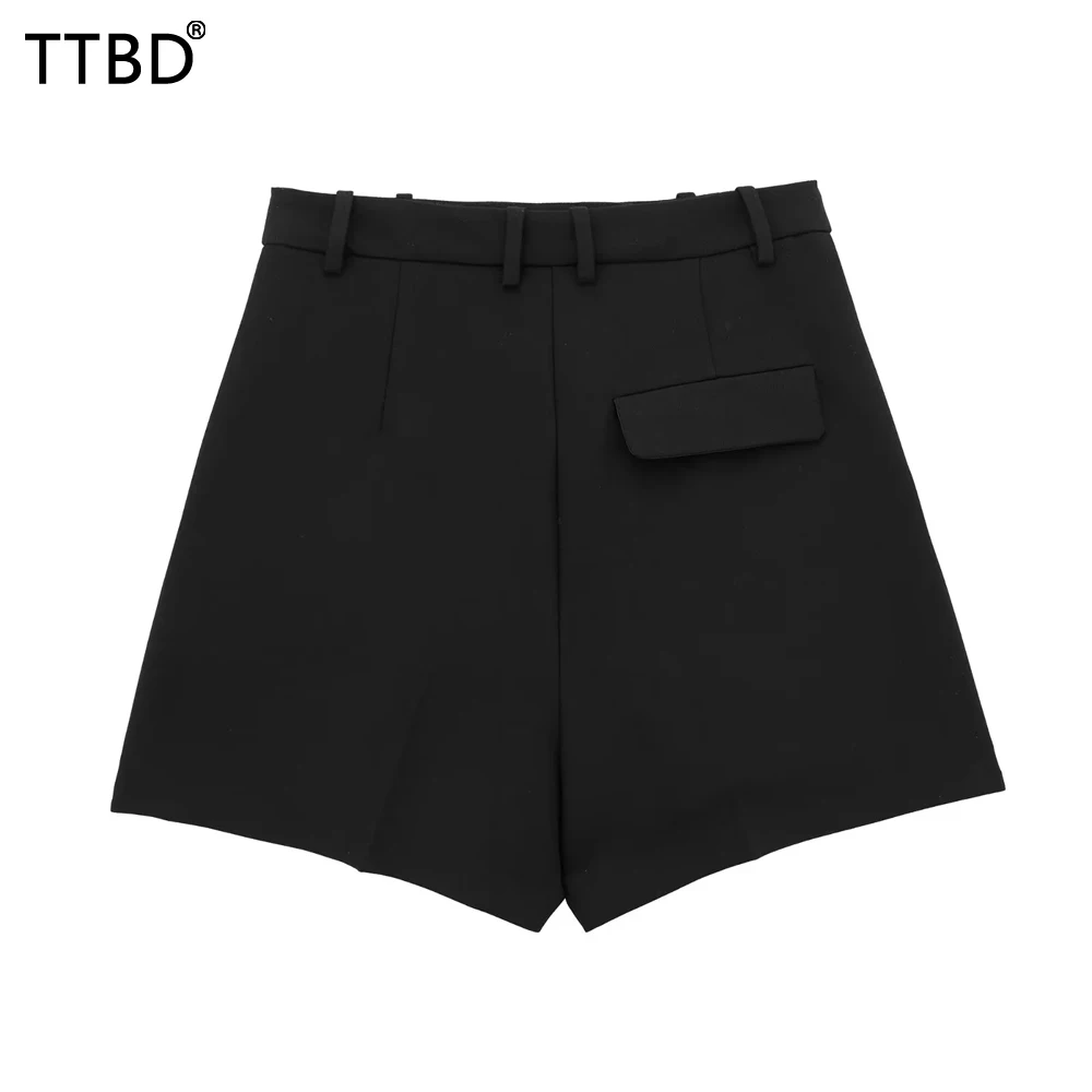 TTBD Woman Chic darted high-waist bermuda shorts Women Fashion high-waist shorts Female summer streetwear Mujer