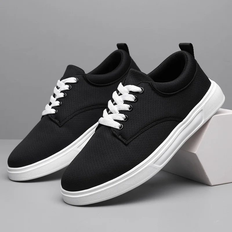 2023 Summer Men's Black Shoes Flats Breathable Cloth Casual 