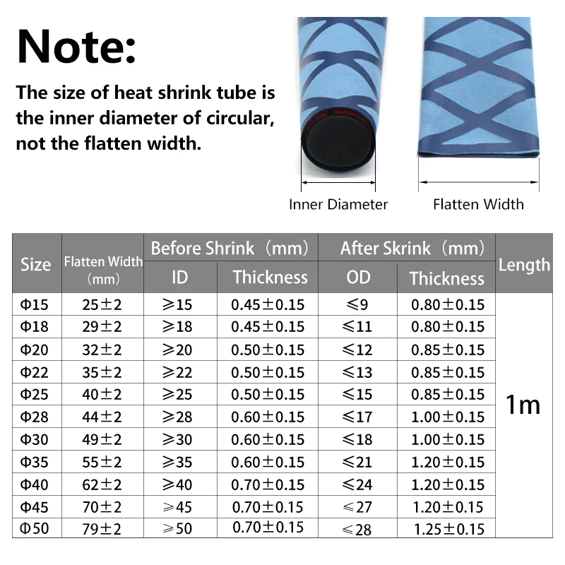 1 м противоскользящая термоусадочная трубка 15 18 20 22 25 28 30 35 40 45 50 мм обертка для