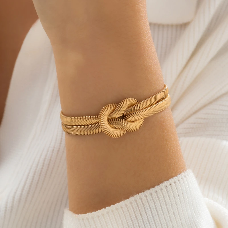 

Fashion Jewelry Long Snake Chain Bracelet Popular Style High Quality Copper Metal Bowknot Bracelet For Women Female Gift