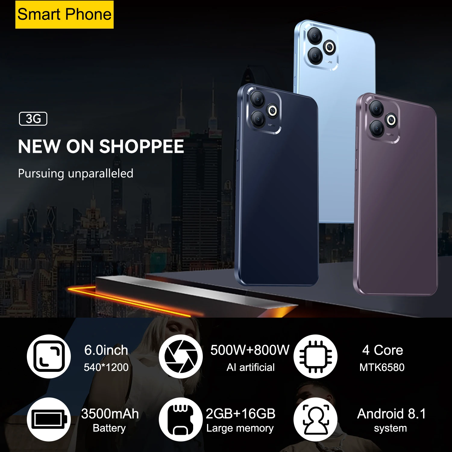 Фото Smartphone Android X6 Pro 6.0 inch 2 RAM 16GB ROM 3500mah Battery Mobile phone Google Play Dual SIM 5+8MP Cell phones №2