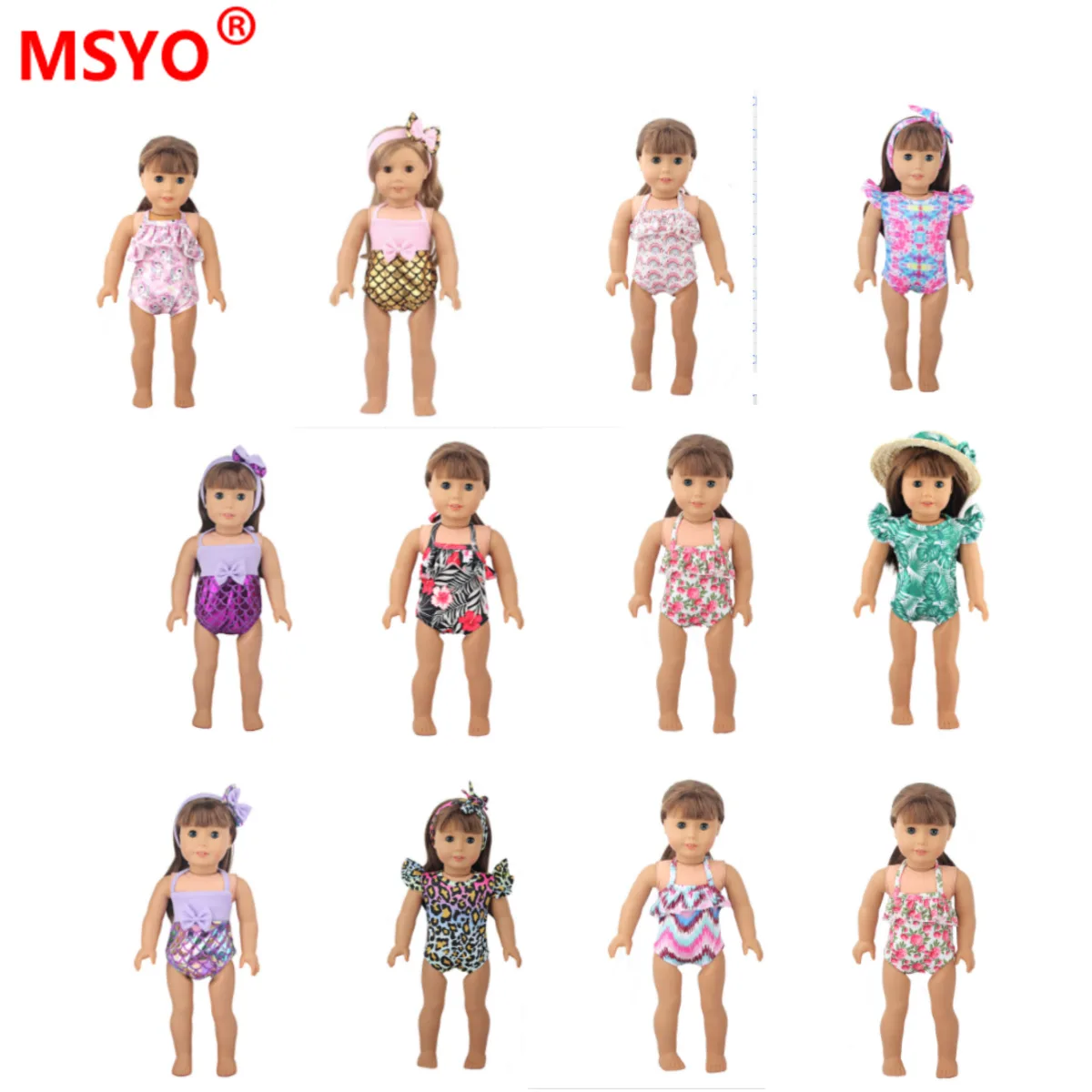 Summer Swimsuit Doll's Clothing Three-piece Suit Reborn Baby Toys Accessories 43cm Boy Dolls