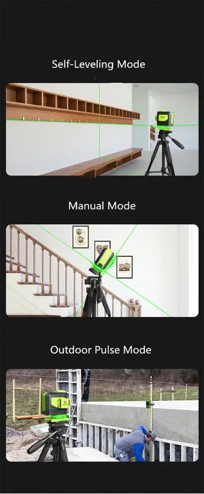 Лазерный уровень Huepar 904DG для плитки зеленый самовыравнивающийся на 360 градусов