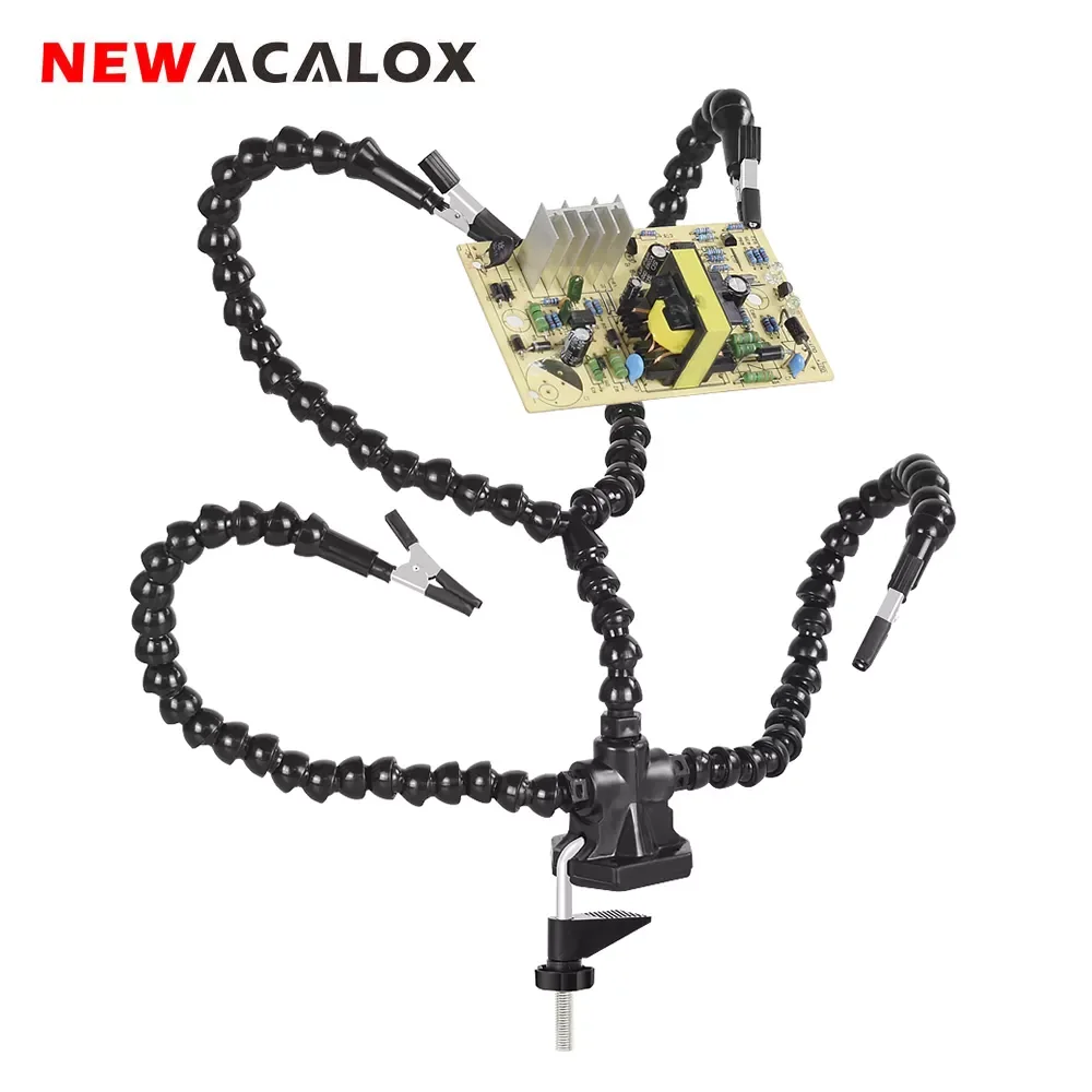 

NEWACALOX Multi Soldering Helping Hand Tool Table Clip Third Hand Soldering Stand Welding PCB Holder Flexible Arm Soldering Tool