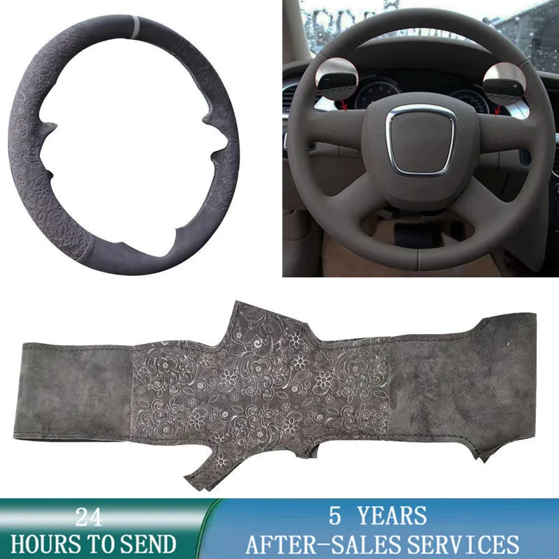 

New Customized Car Steering Wheel Cover Anti-Slip Suede Braid For Audi A6 (C6) Avant 4-Spoke A3 (8P) Sportback A4 (B8) A4 (B7)