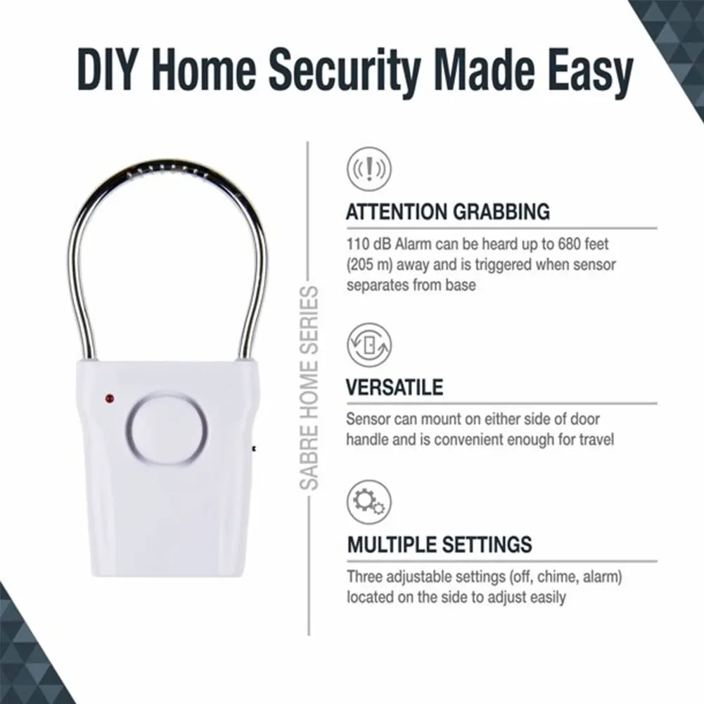 

Home Security Vibration Window Handle Door Alarm Alert Business Hotel Accessories 120dB Anti-theft Shop Travel Burglar Indoor