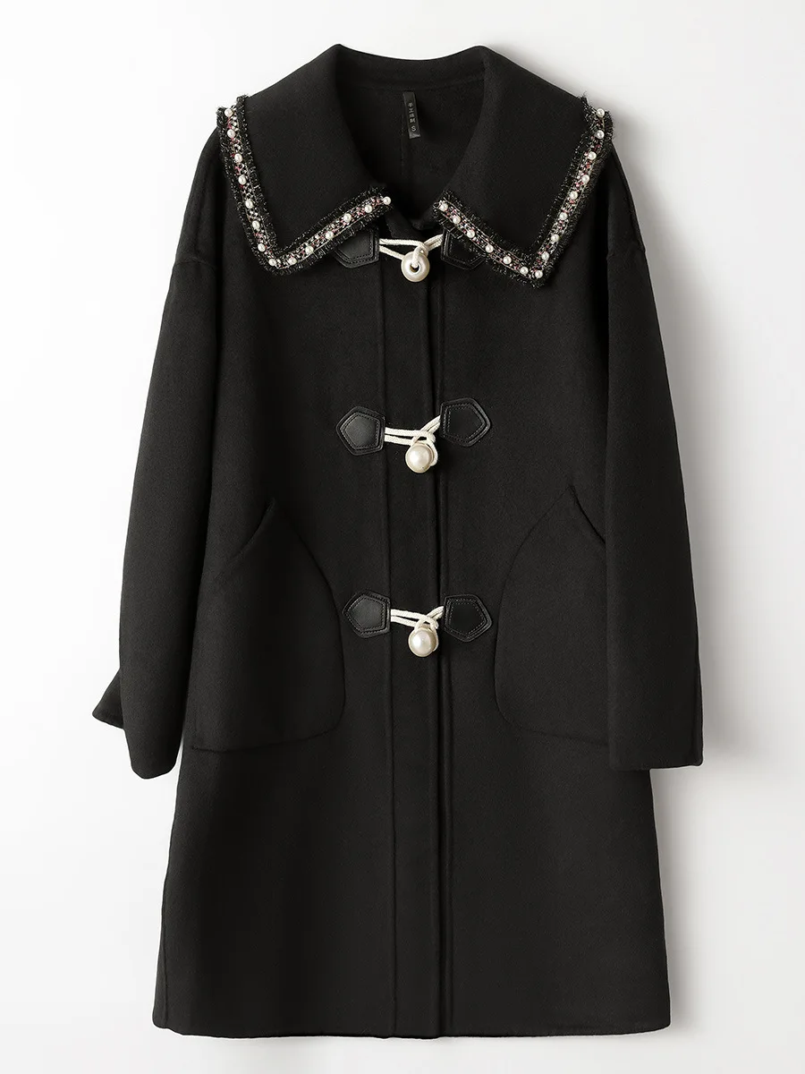 

Wool 2022 autumn new doll collar loose casual fashion double-sided woollen coat women's woollen overcoat