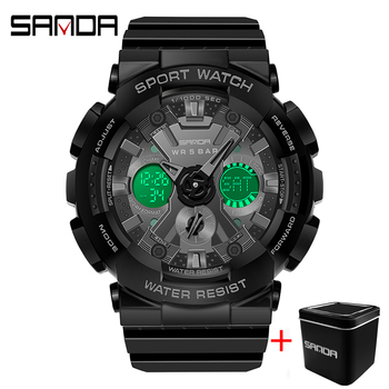 SANDA Brand Fashion Men Watches Sports Military Quartz Watches Men Waterproof S Shock Dual Display Clock Relogio Masculino-36629