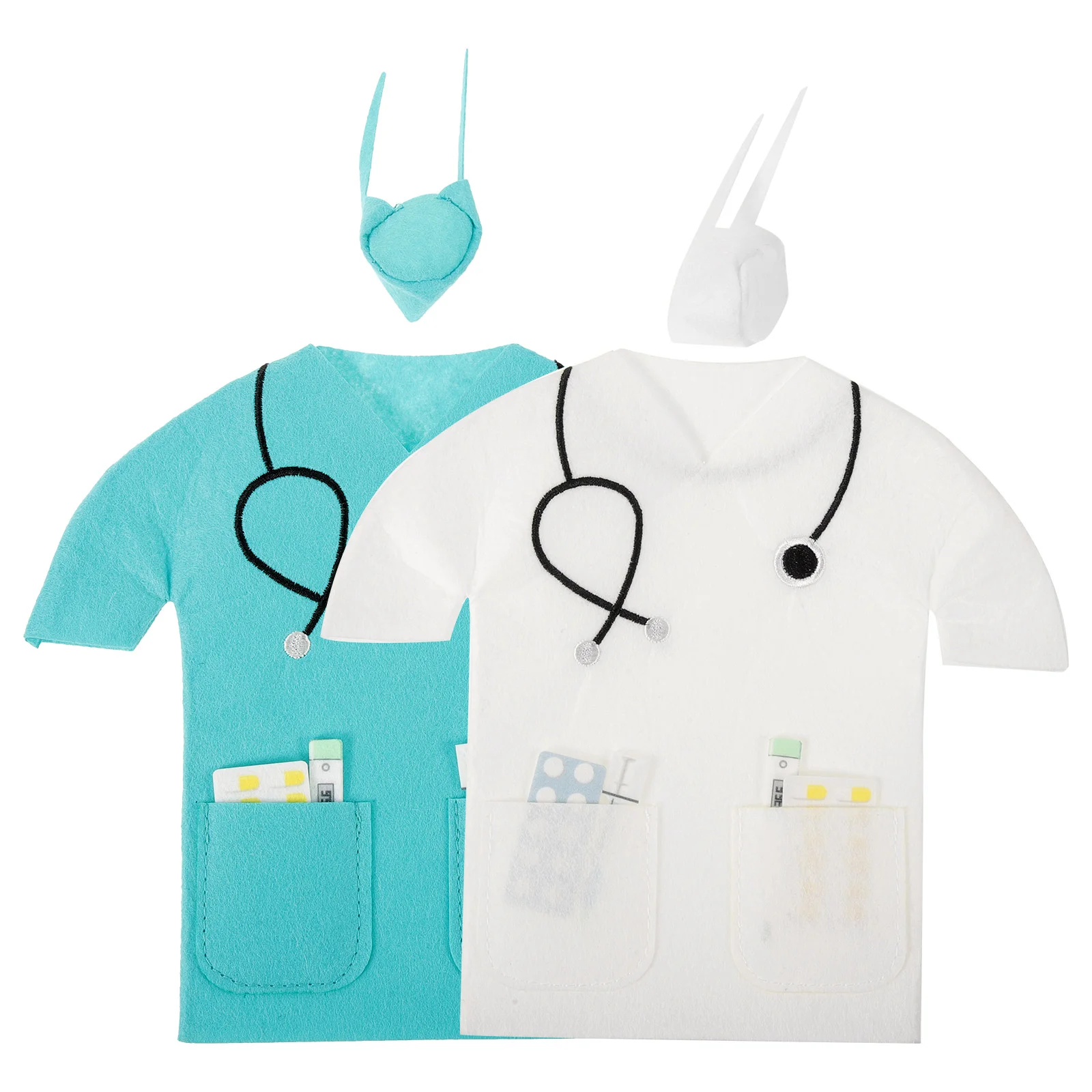 

2 Pcs Cap Gift Bag Pouch Champagne Holiday Beer Party Bottle Cover Bags Nurse Coat