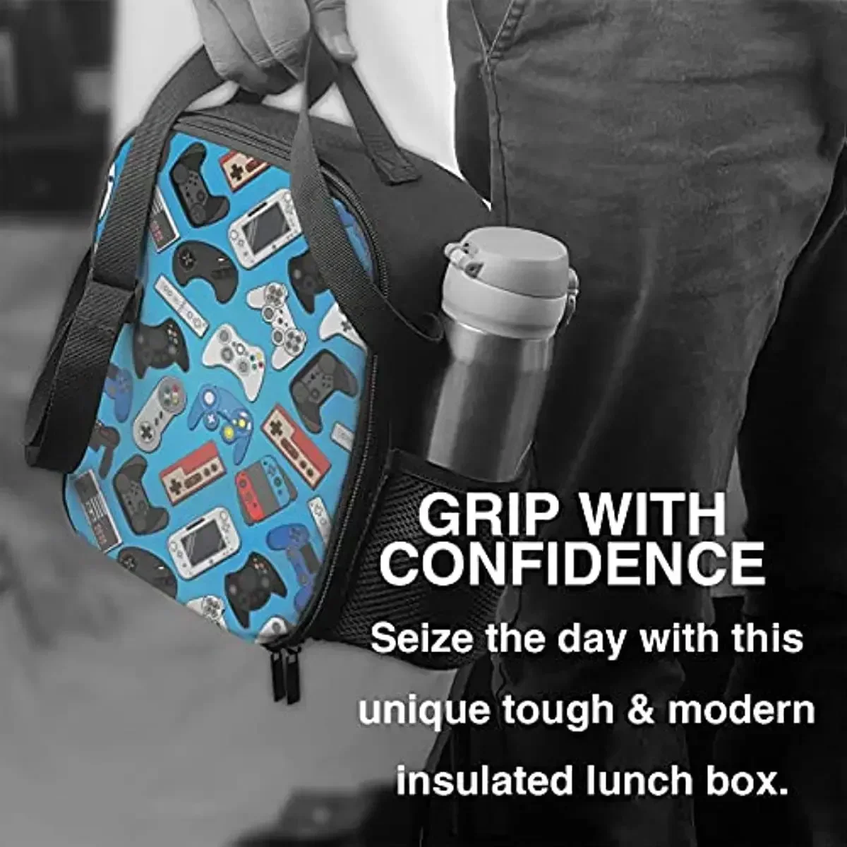 Изолированная сумка для завтрака с контроллером видеоигр многоразовая