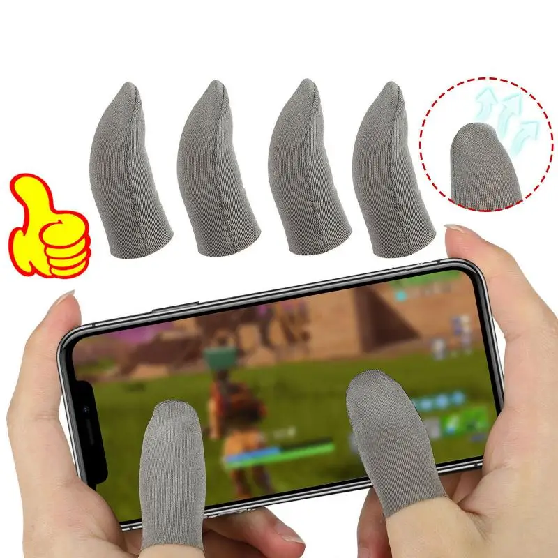

10 Pcs Mobile Game Finger Glove Silver Fiber Breathable Sleeve Gaming Screen Touch Controller For Universal Android IOS Phone