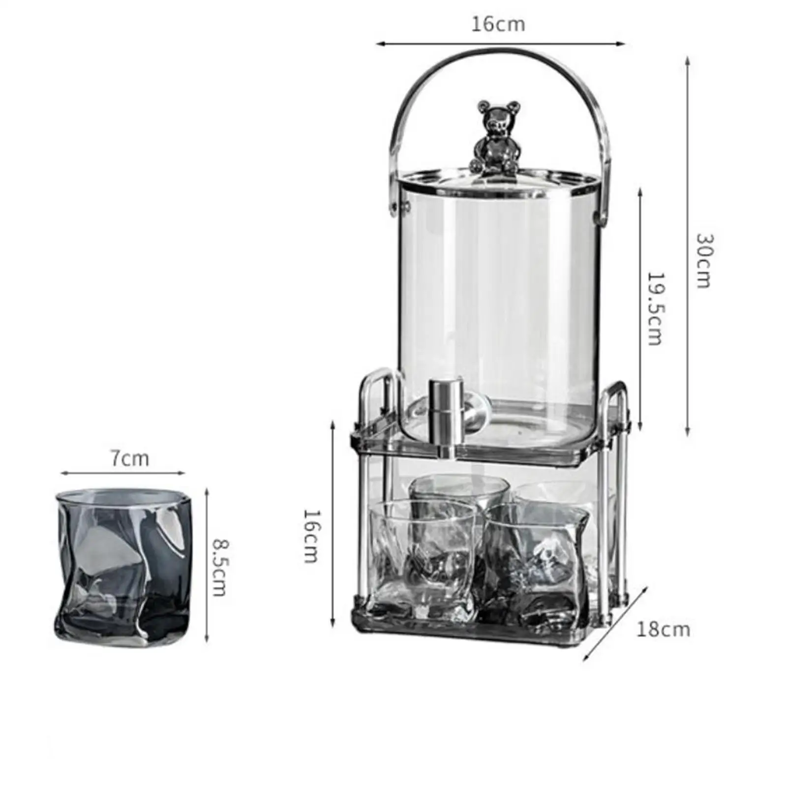 

Glass Drink Dispenser with Spigot Beverage Bucket 3L Glass Cold Kettle with Faucet for Refrigerator Outdoor Party Drink Beverage