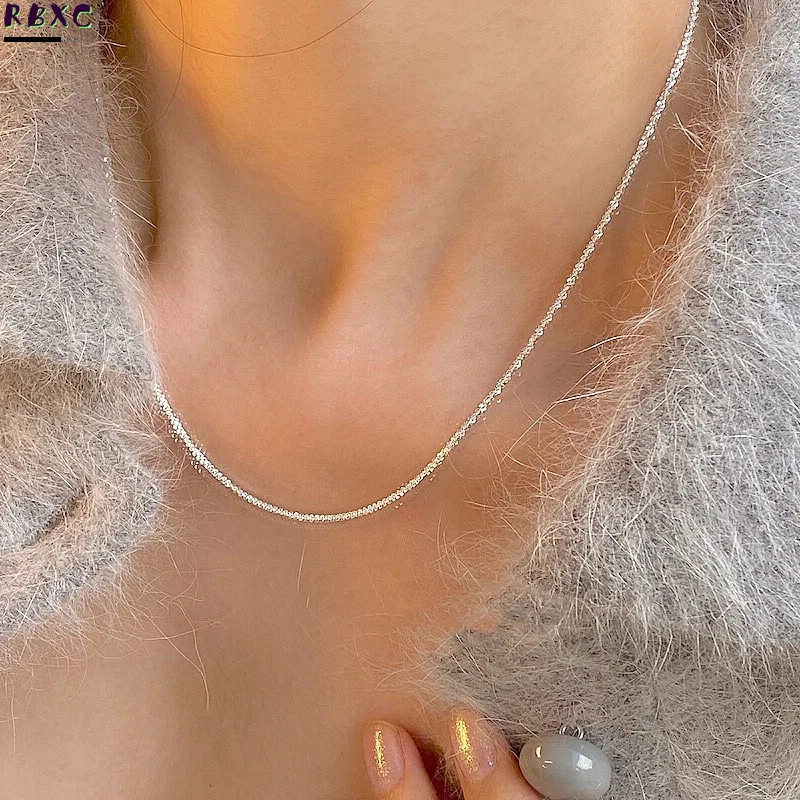 

Super Fairy ~ Temperament New Sparkling Necklace Silver Nude Light Luxury Korean Versatile Clavicle Chain X74