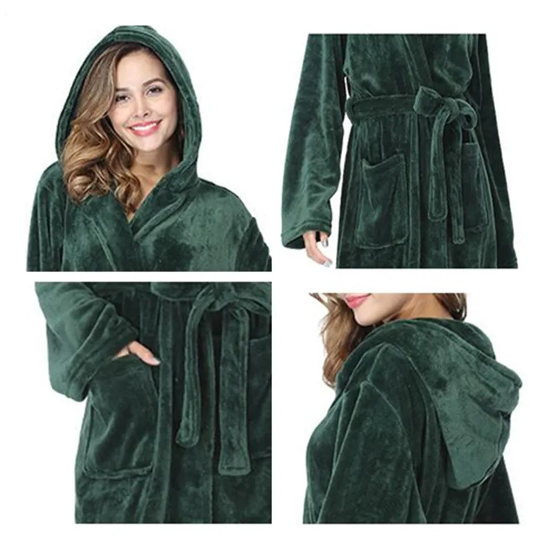 Men Casual Kimono Bathrobe Autumn Winter Flannel Long Robe Thick Warm Sleepwear Plus Size Nightgown Male Loose Home Wear