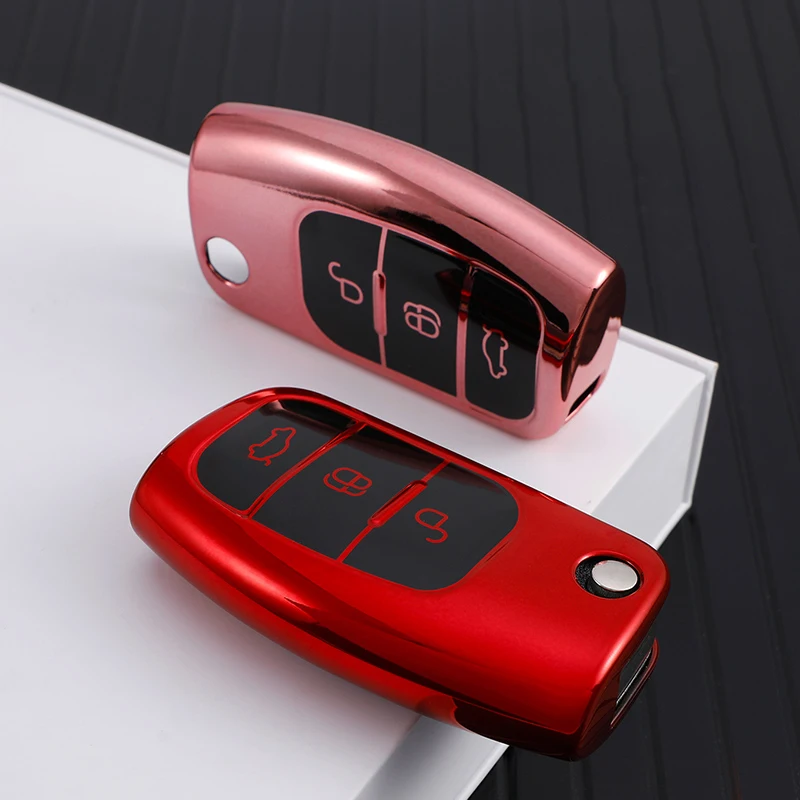 

Чехол для автомобильного ключа-Флип из ТПУ для Ford Focus 2 MK2, Fiesta, Mondeo, Galaxy, Falcon, District, Ecosport, защитный чехол-брелок