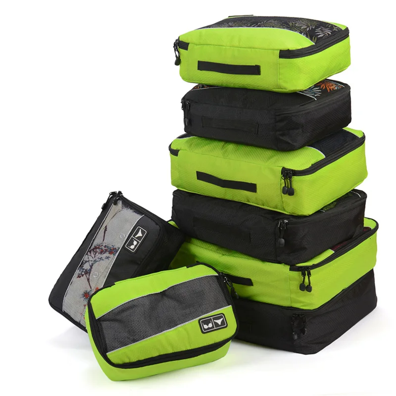 

6Pcs/set Travel Luggage Organizer Packing Cube Set Breathable Mesh Storage Cloth Bag Waterproof Travel Accessories For Men Women