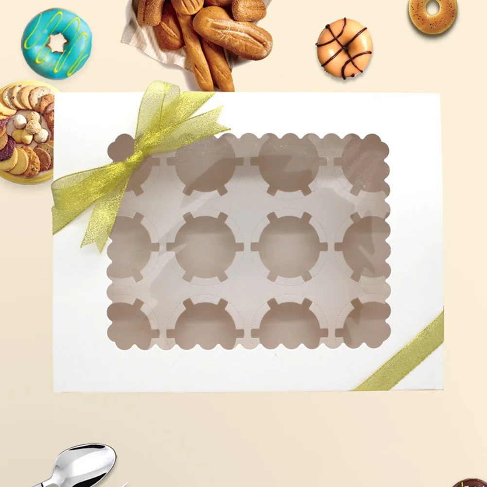 

Cupcake Box Boxes Cake Containers Packaging Holder Mini Muffin Paper Christmas Container Window Dessert Bakery Pastry Gift